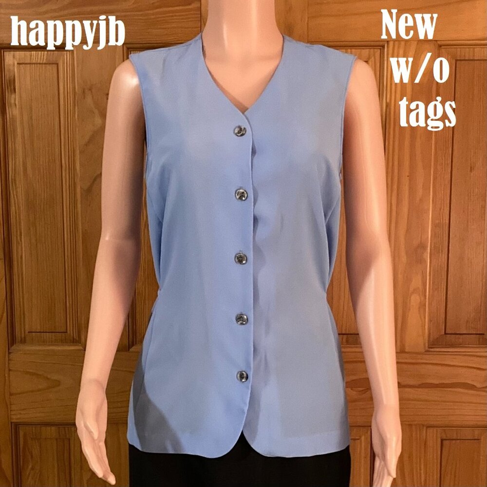 NWOT Jaclyn Smith Vintage 80s 90s Sleeveless Career Vest Blue Size 12